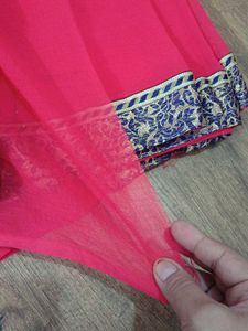 Vibrant tamatari Saree with Blue Border