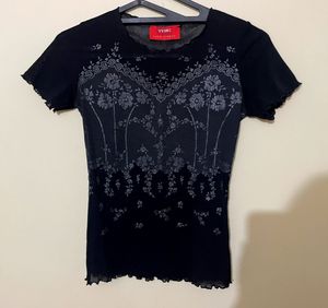 Vintage Mesh & Grey button Tops(Combo)