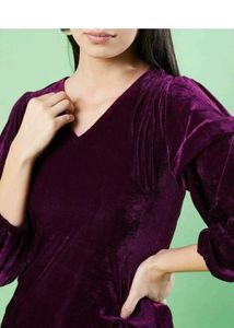 Purple Velvet Puff Sleeve Top
