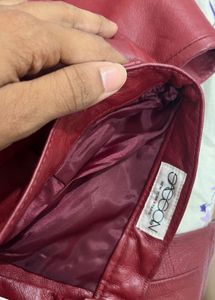 Maroon Faux Leather Pants