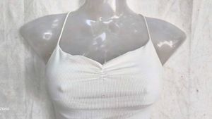 Chic White Ruched Halter Neck Crop Top