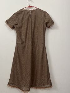 Brown Lace Midi Dress