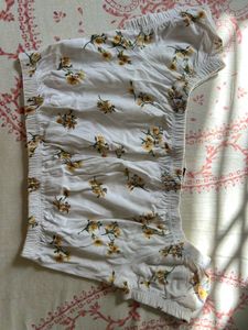 White Floral Smocked Crop Top