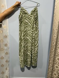 Green Zebra Print Slip Dress
