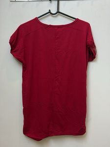 Red Embellished Women's T-Shirt