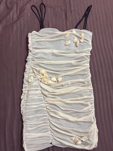 Zara Sheer Corset Ruched Mini Dress