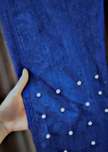 Pearl-Embellished Wide-Leg Jeans