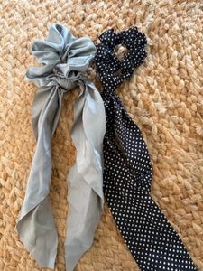Chic Satin Scrunchies with Bows (Set of 2)