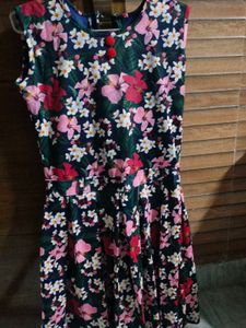Floral Dress with Red Jacket