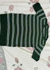 Green Striped Knit Sweater