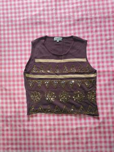 sequin embroidered vest