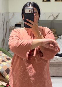 Embroidered Peach tunic