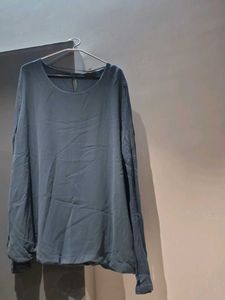 Solid Blue Long Sleeve Top