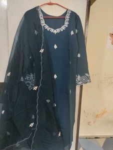 Teal Embroidered Kurti