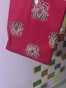 Maroon Printed Kurta with Buttons
