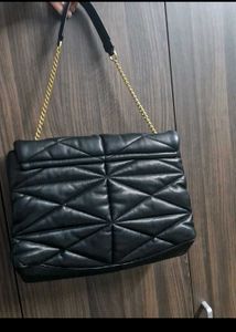 MANGO Stylish Quilted Black Shoulder Bag