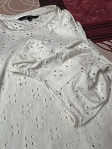 White Eyelet Puff Sleeve Top