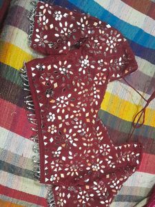 Mirrorwork Saree With Padded Blouse