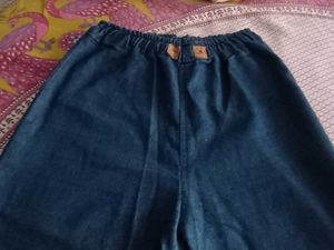 Women's Navy Blue Flare Elastic Plazo