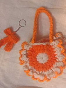 Handmade Crochet Pouch &amp; Keychain💥 Set