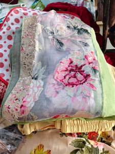 Beautiful Plain Green saree