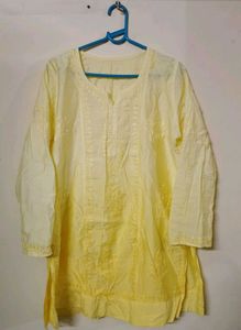 yellow chikankari kurta