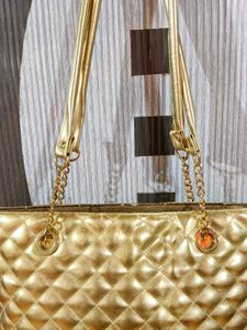 Quilted Gold Shoulder Bag