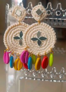 Boho Mirror Work Earrings(Navratri special)