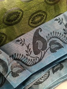 Elegant Green &amp; Blue Paisley Saree