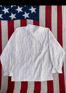 Striped Long Sleeve Collared Blouse