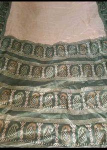 Elegant Beige &amp; Green Saree