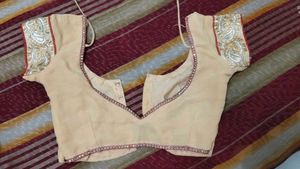 Beige Embroidered Sleeve Blouse with duppta