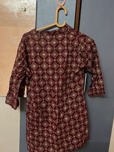 Maroon Printed Kurti Top
