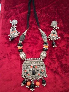 Oxidized Necklace with Earrings