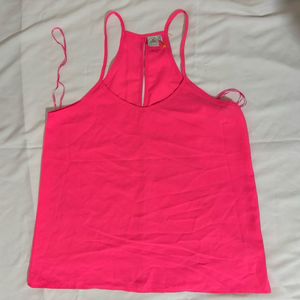 Vibrant Neon Pink Halter Neck Tank Top