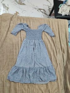 Light Blue Floral Smocked Dress