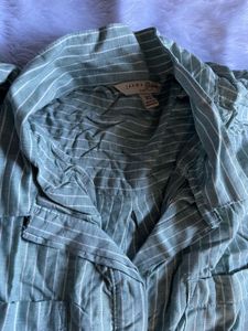 Striped Collared Button-Up Tunic