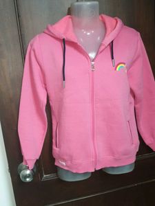 Cute Pink Rainbow Zip-Up Hoodie