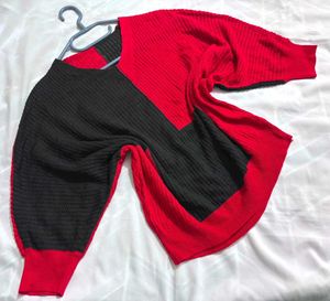 🎁Cozy Red &amp; Black Knit Top D