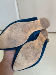 Teal Suede Slingback Flats