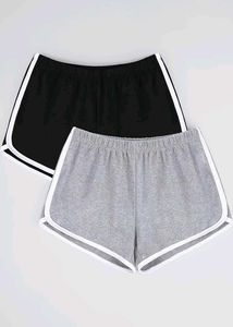 black and grey combo shorts set