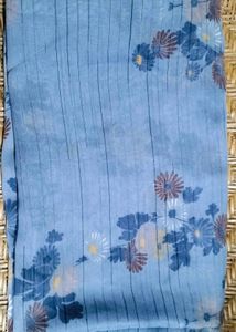 Blue Floral Print Sarees(Set of 3)