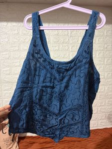 Boho Embroidered Teal Tank Top