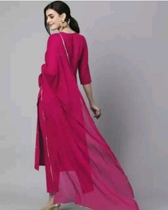 Elegant Pink Embroidered Kurti Set.  size- M