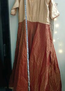 Golden &amp; Maroon Full Partywear Ethnic Gown (44")