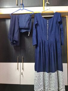Elegant Navy Blue Anarkali Set