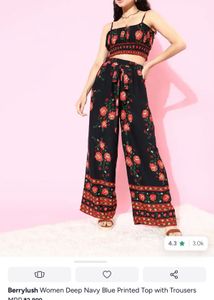 Floral Print Crop Top &amp; Trouser Set