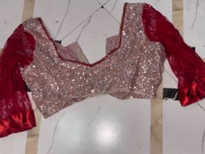 Stunning Sequined Saree with Red Border