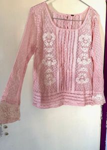 Bohemian Pink Lace Blouse