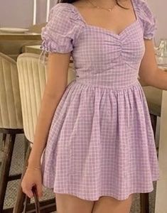 Cute Lavender Gingham Dress